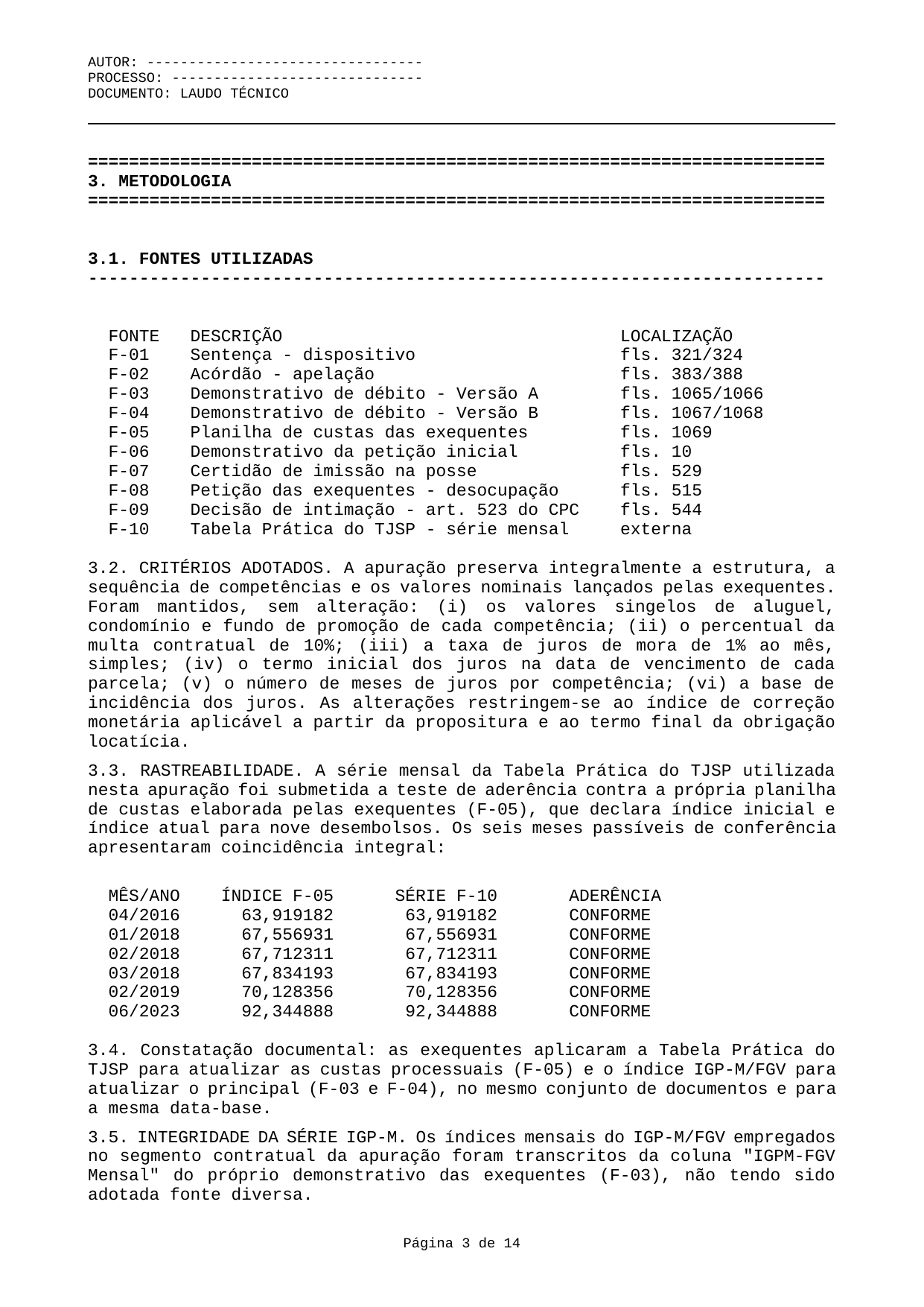 Parecer técnico-contábil de exemplo — página 3 de 14