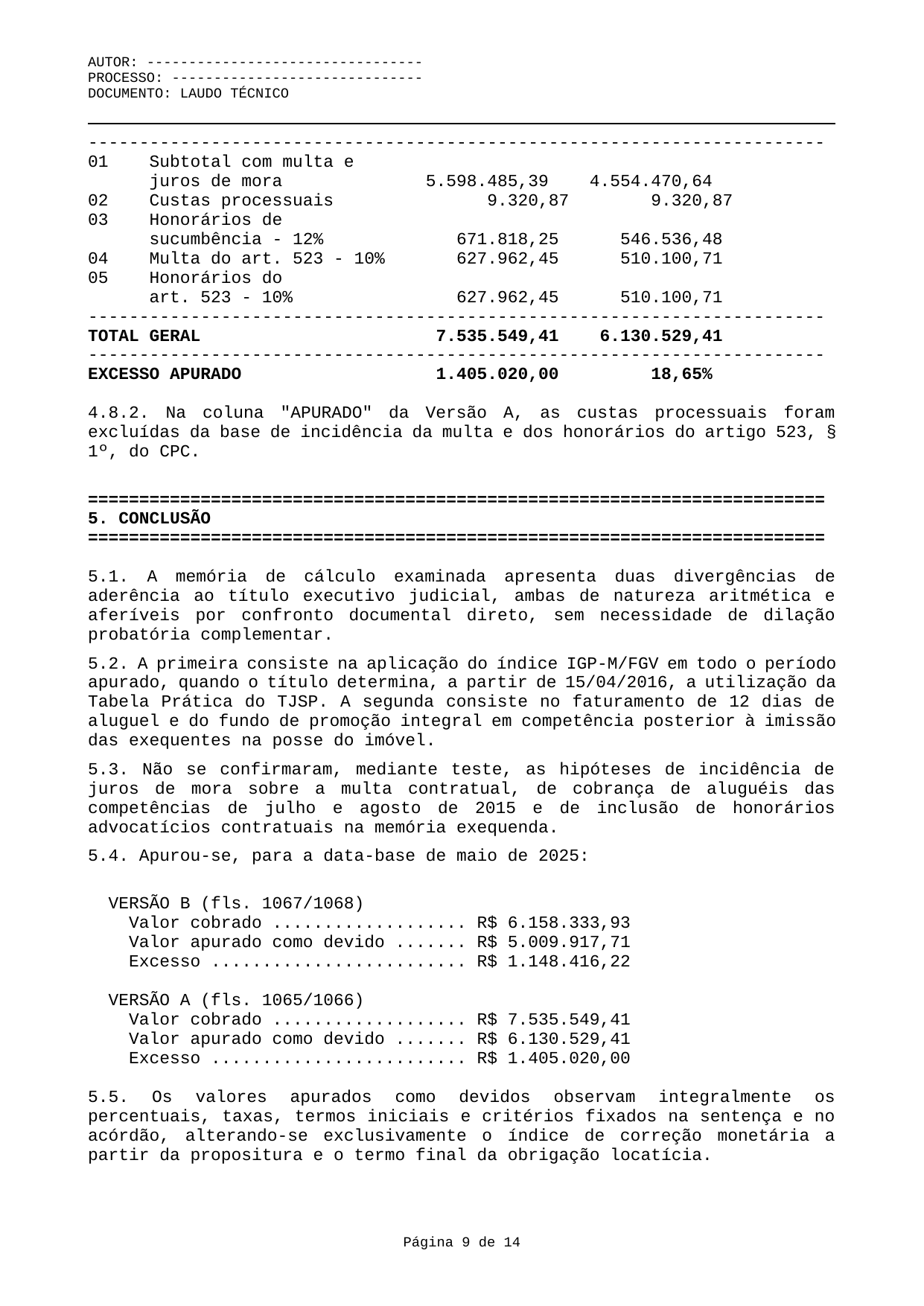 Parecer técnico-contábil de exemplo — página 9 de 14