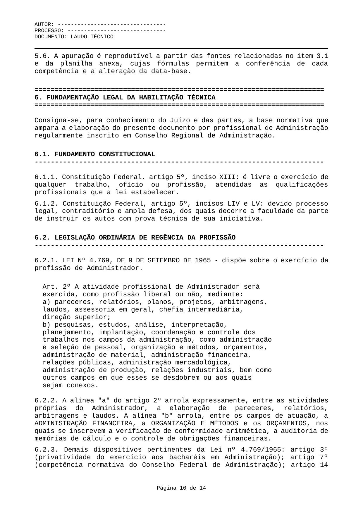 Parecer técnico-contábil de exemplo — página 10 de 14