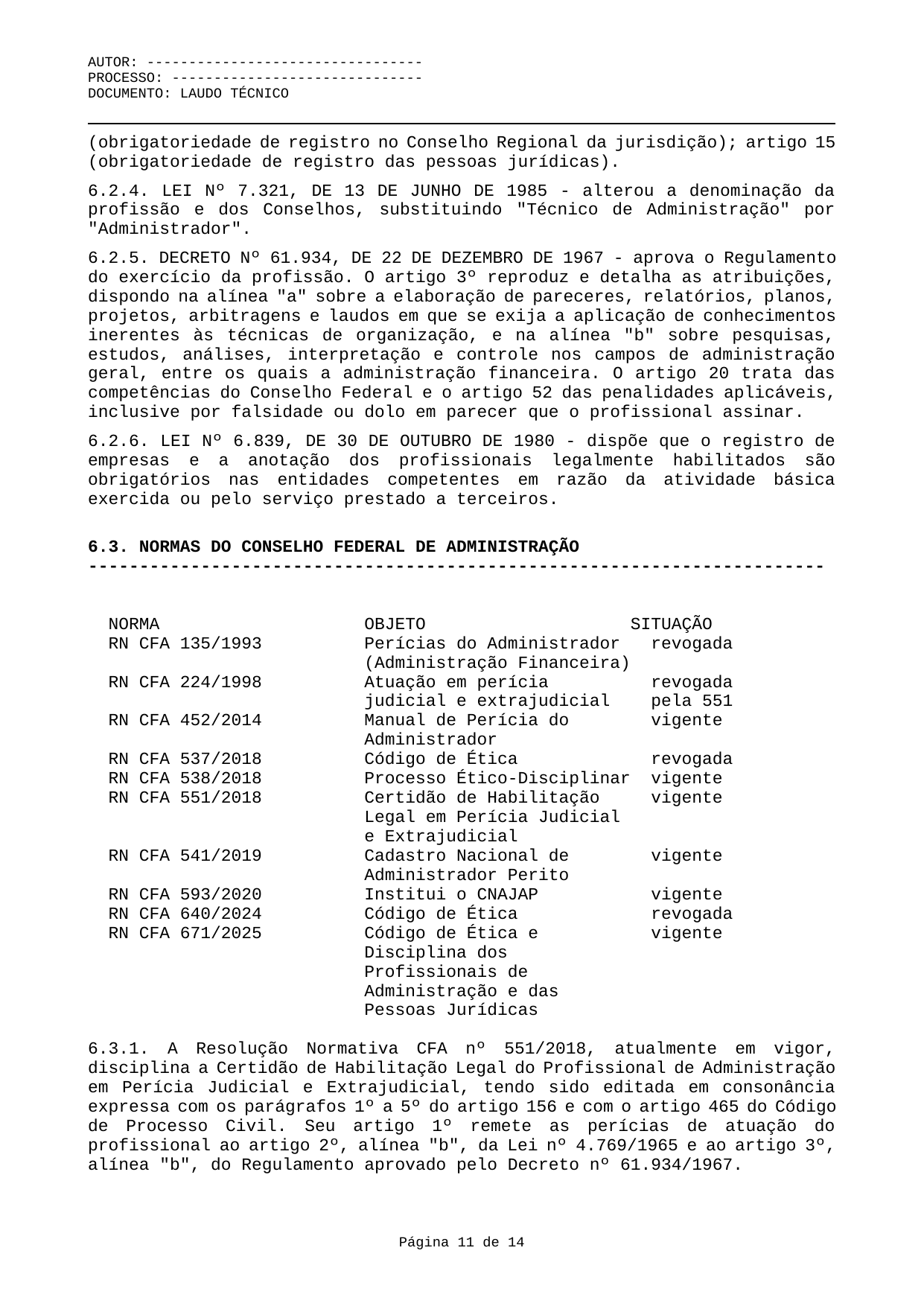Parecer técnico-contábil de exemplo — página 11 de 14